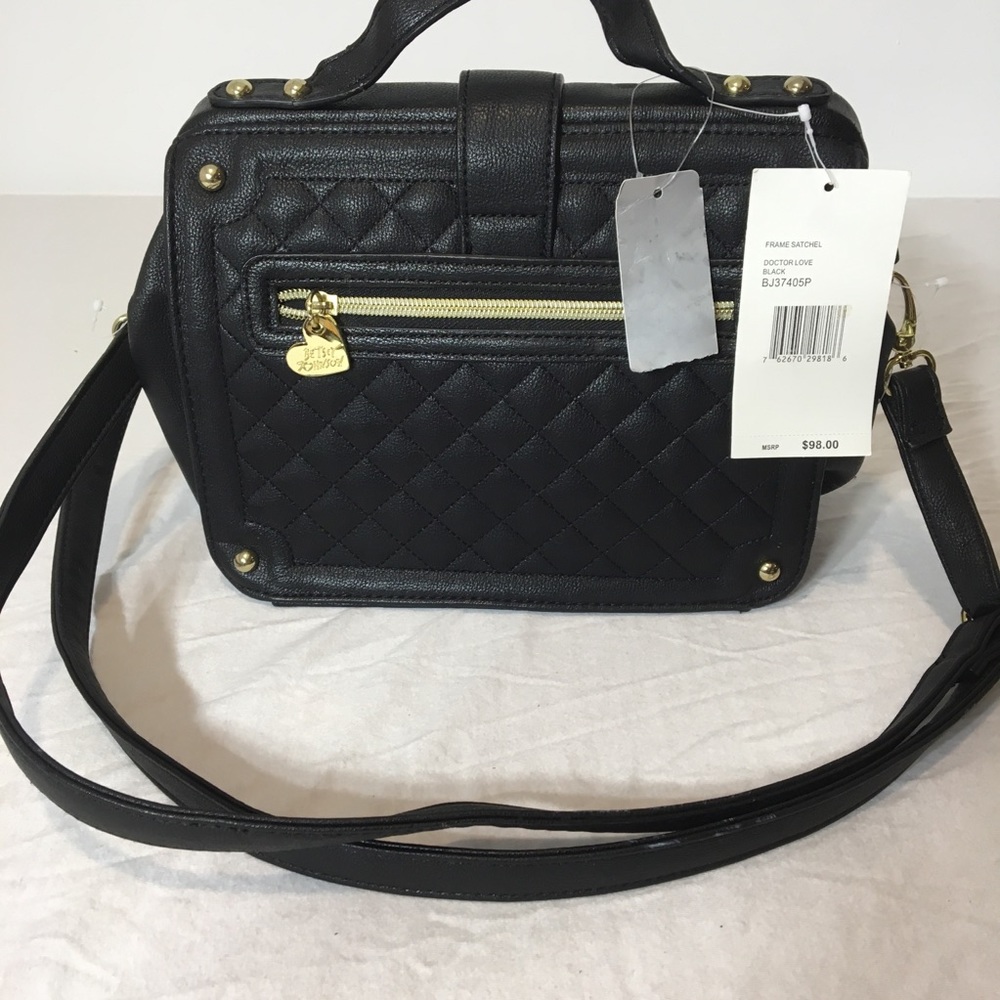 Betsy Johnson black pocketbook quilted look new nwt